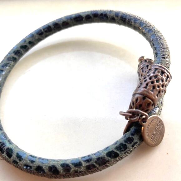 Alex and Ani Mystic Terrain Fir Green Leather Wrap Bracelet - Picture 1 of 2